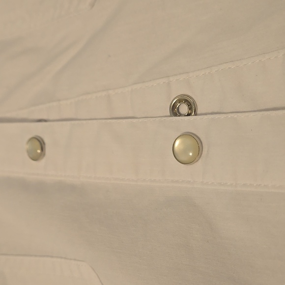 N Touch White Button-Up Shirt Pearl Buttons 3 Quarter Langeth SLEEVES Size M - Picture 2 of 4